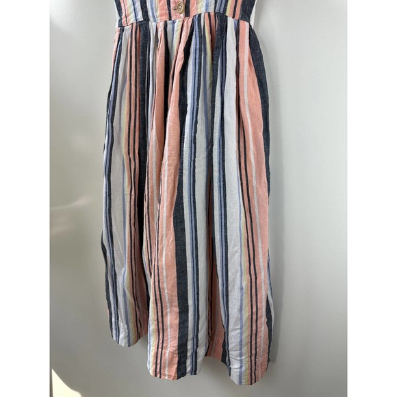Free People Lilah Striped Printed Smocked Button Pleated Tube Midi Dress Size XS - Picture 8 of 13